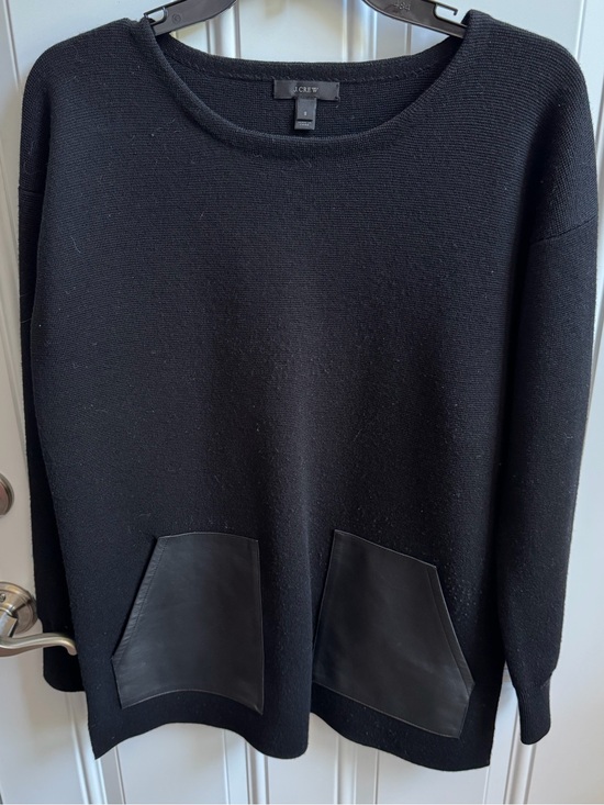 J. Crew Sweaters - J. Crew Black Crewneck Sweater with Leather Front Pockets